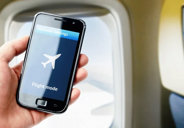 flight mode displayed on a phone